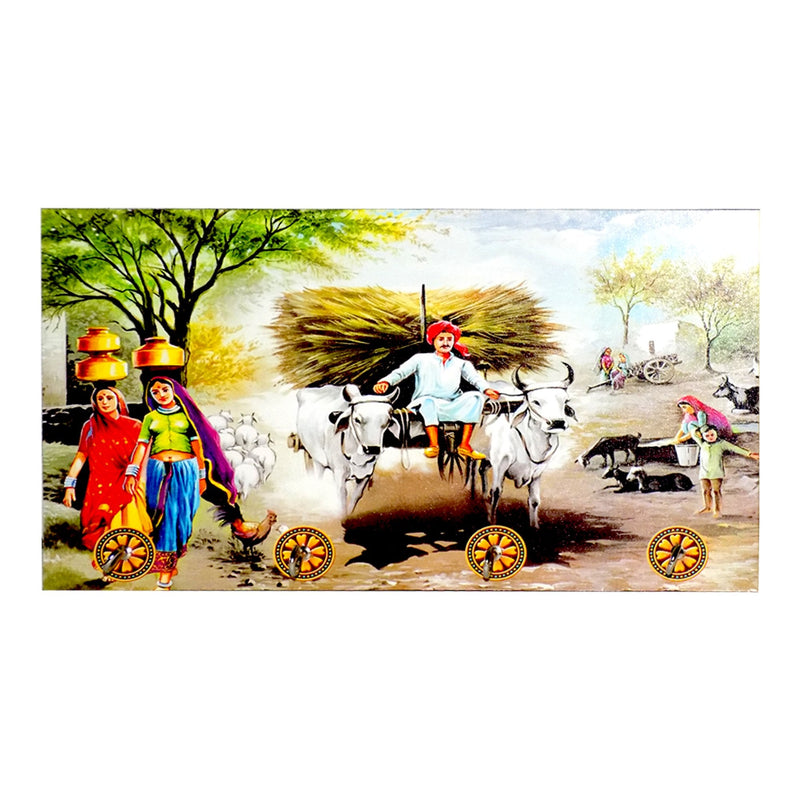 Decorative Wooden Landscape Art with Hooks Wukusy
