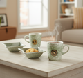 Festo Ceramic Tea & Coffee Mug Set with Snack Bowl