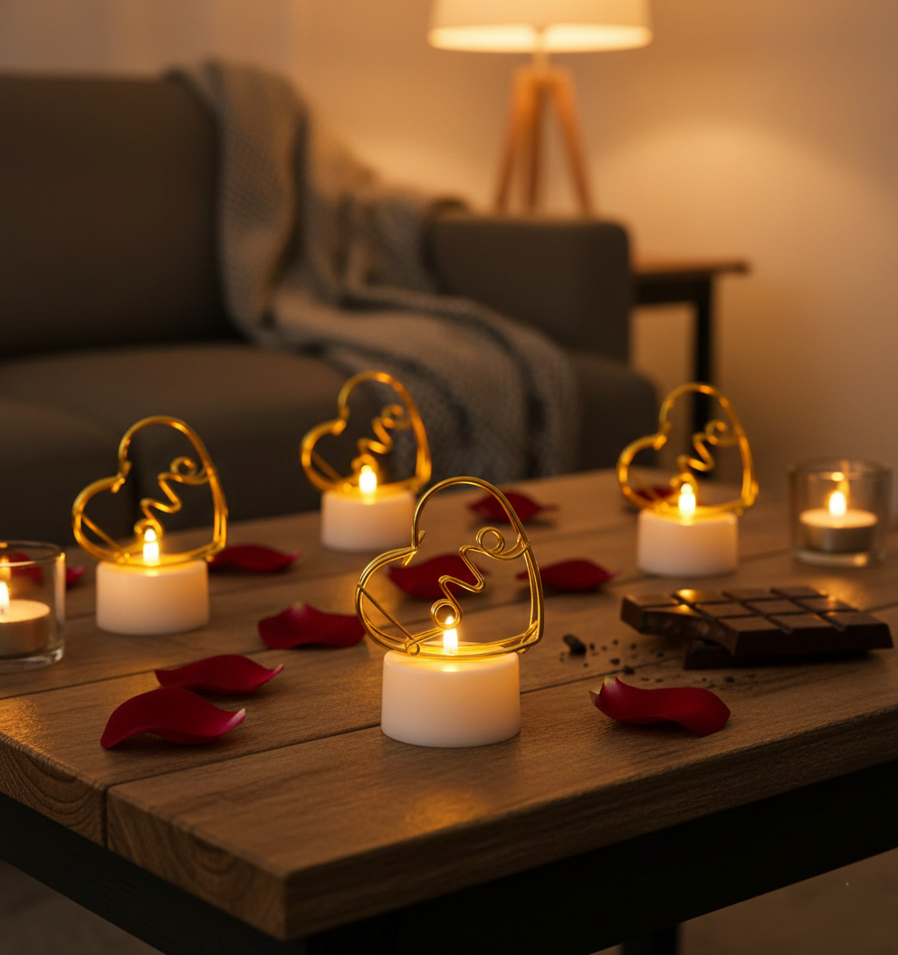 Flameless Heart-Shaped Candles 
