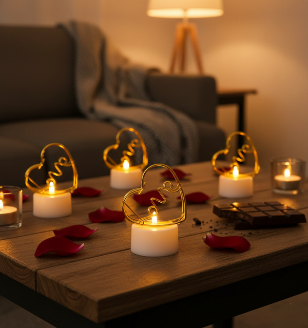 Flameless Heart-Shaped Candles 