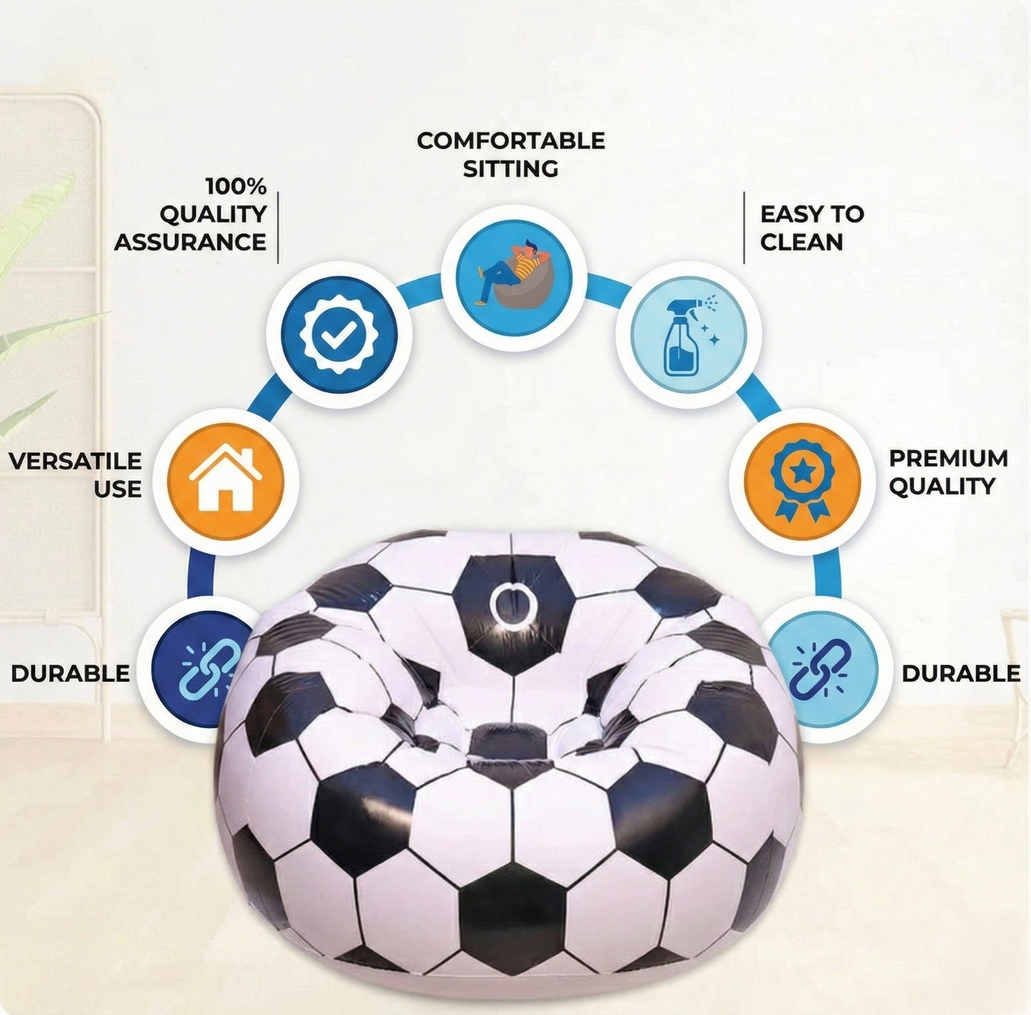Foldable & Inflatable Chair Ball (110cm X 80cm)