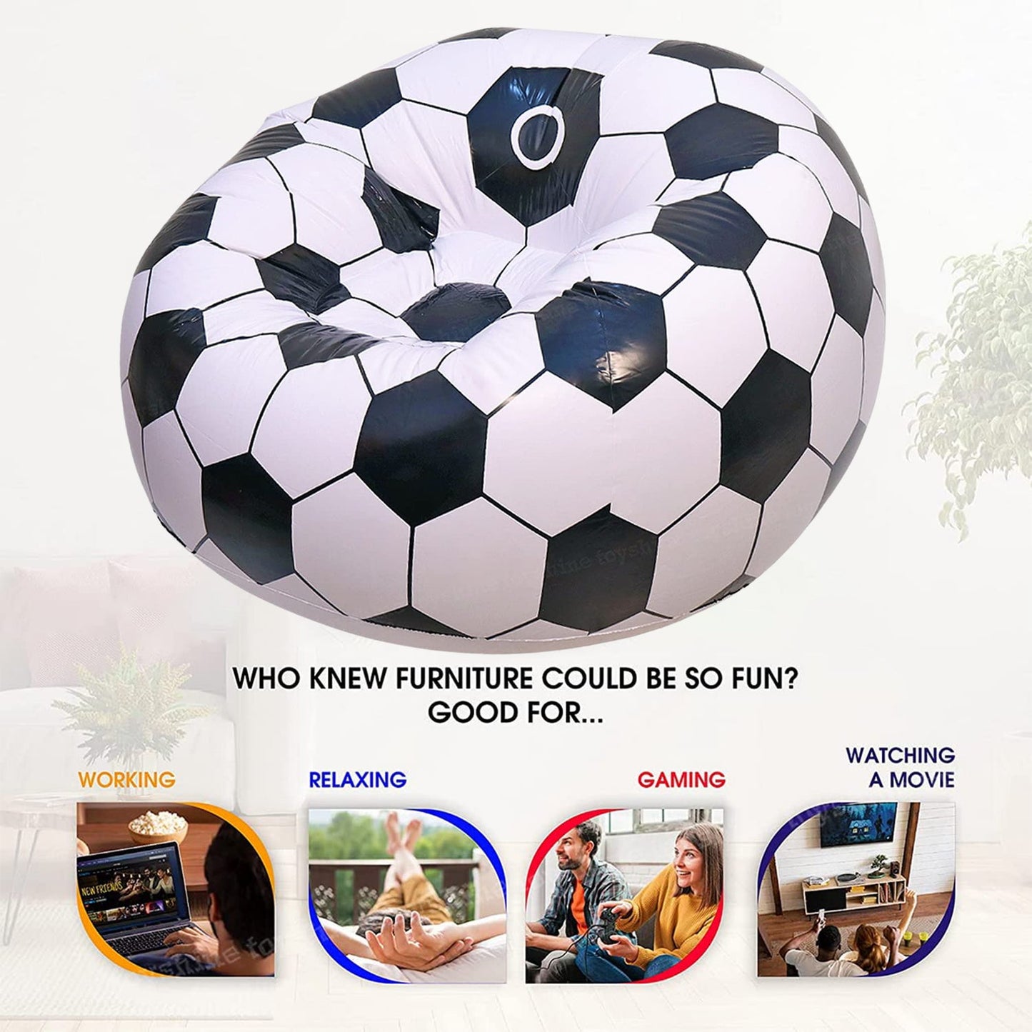 Foldable & Inflatable Chair Ball (110cm X 80cm) Wukusy