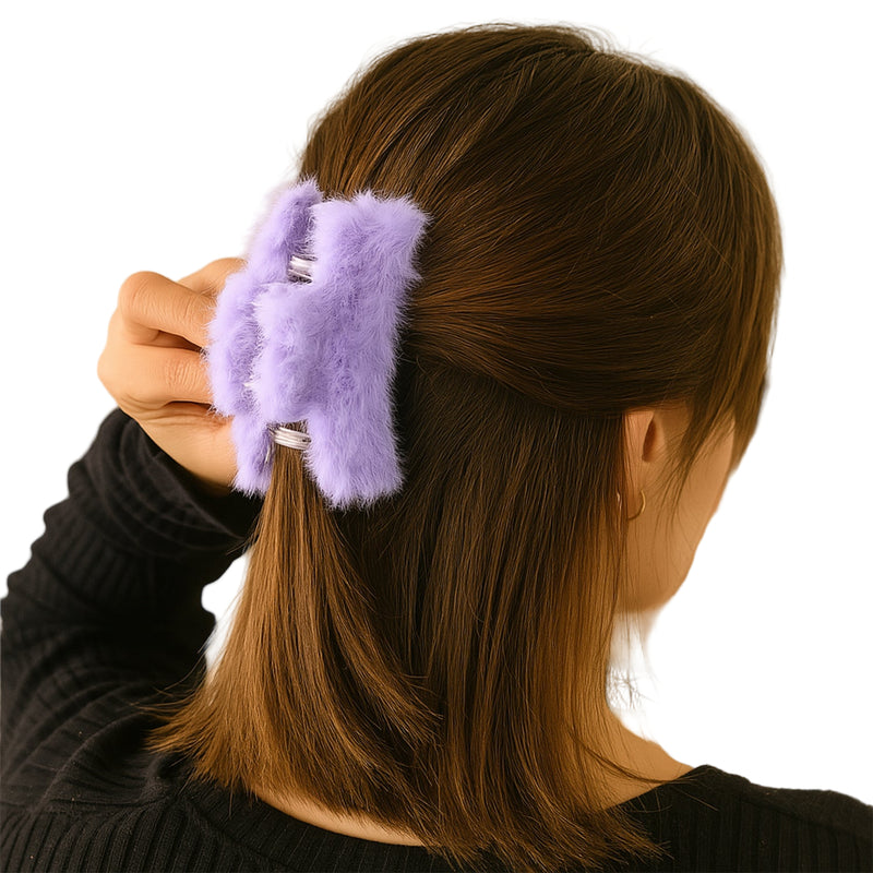 Soft Velvet Furry Hair Clutcher Clips - BuyItOnline