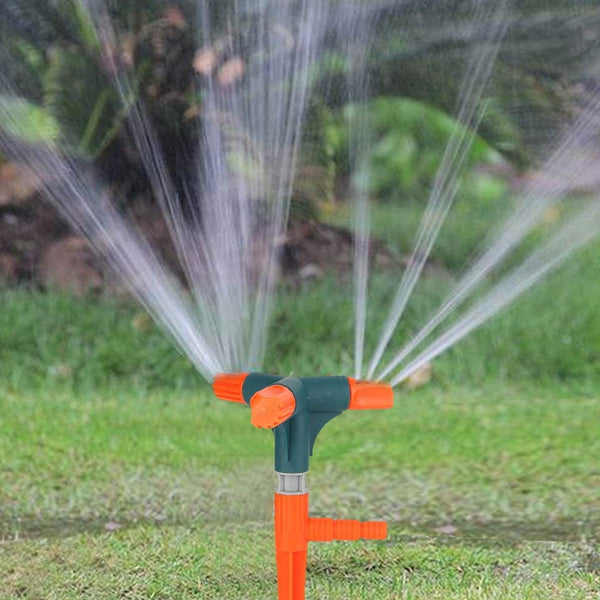 Garden Sprinkler – 360° Rotating Adjustable 3-Arm Lawn Water Sprinkler - BuyItOnline