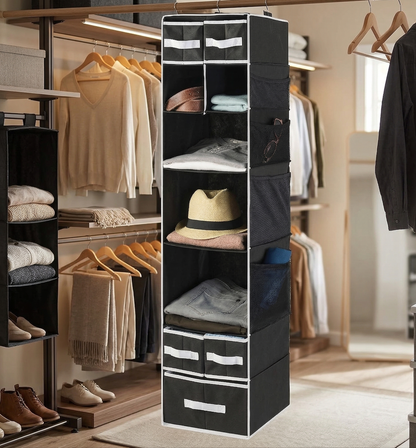 9 Shelf Hanging Closet Organizer With 5 Drawer Organizers Wukusy