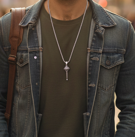 Silver Chain With Gada Pendant