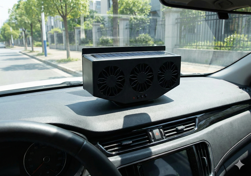 Triple Fan Solar Powered Car Exhaust Ventilation System