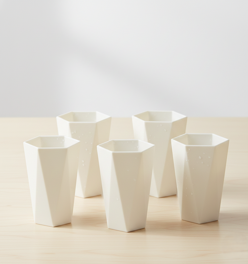 Hexagon Plastic Drinking Glass Set