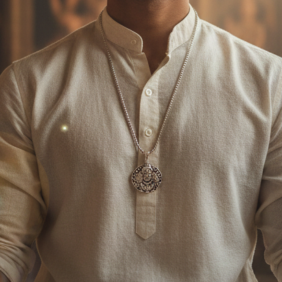 Hanuman Facelocket With Chain Pendant
