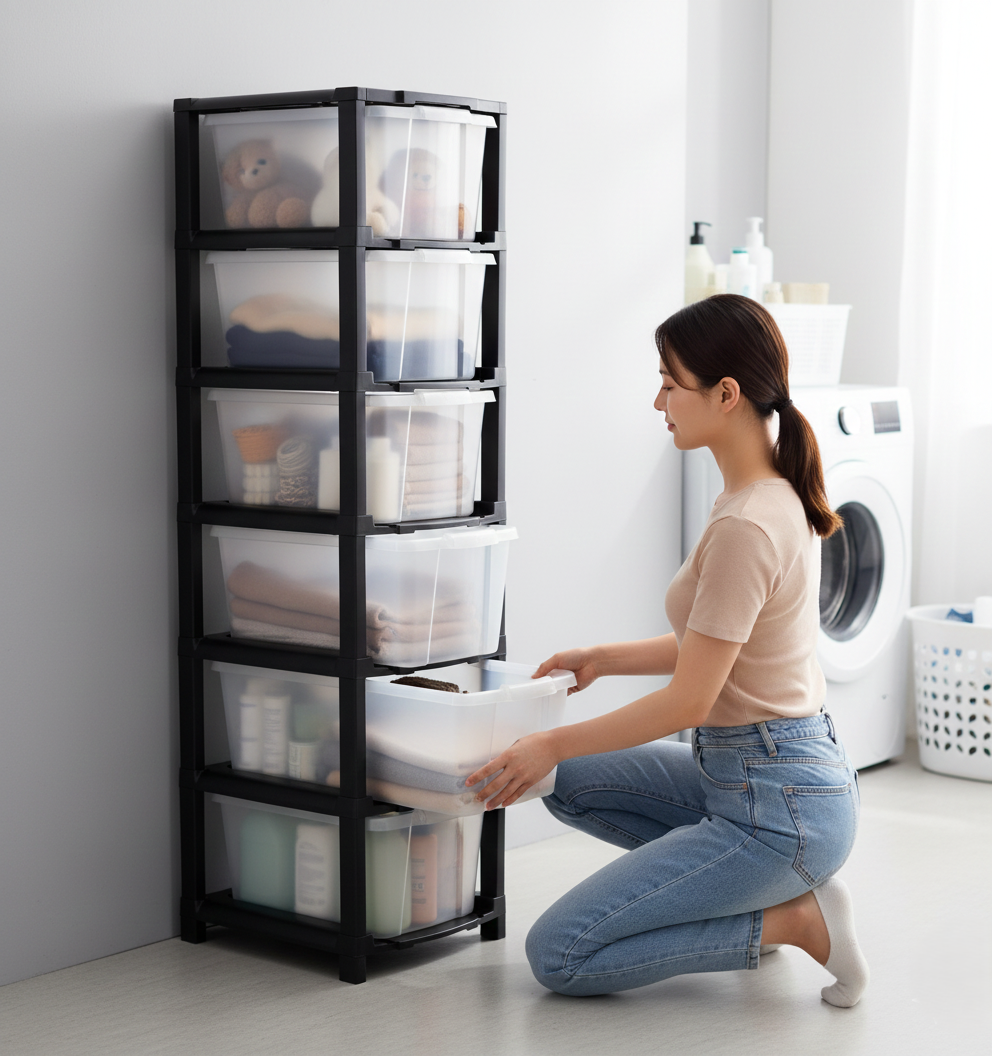 6 Layer Modular Plastic Drawer Storage Cabinet