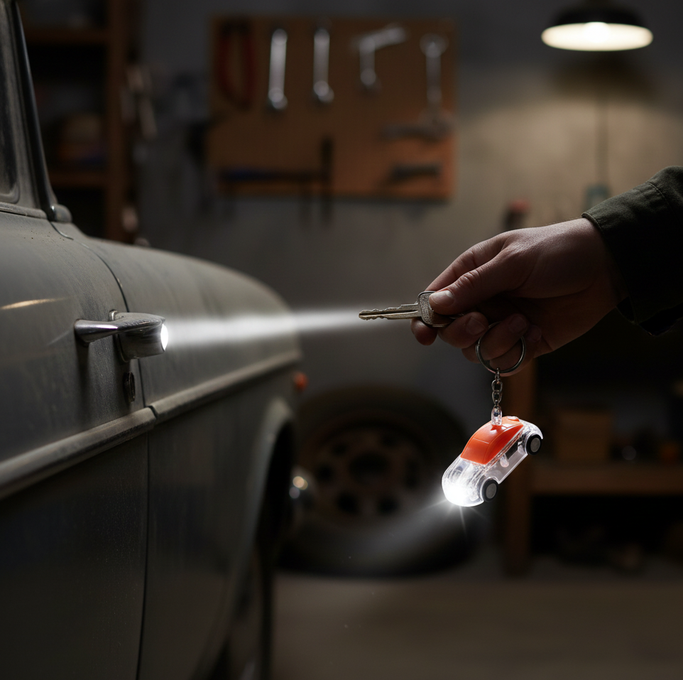 Mini Car Shape Led Keychain Light (1 Pc, Random Color)