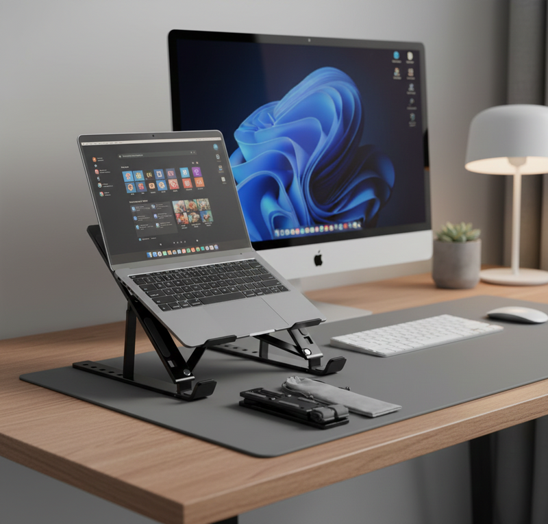 Adjustable Laptop Stand Holder With Built-in Foldable Legs And High Quality Fibre