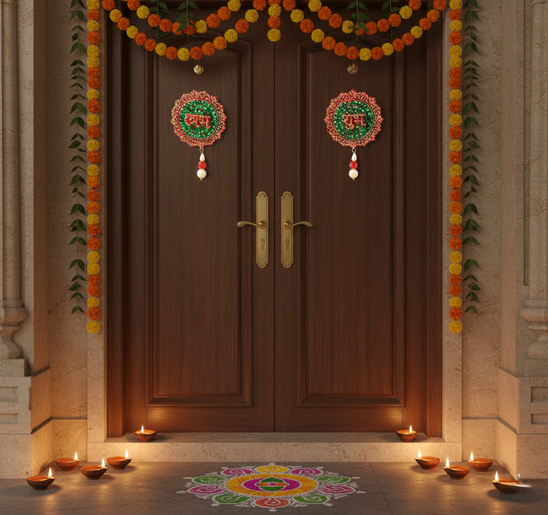 Shubh Labh Beaded Door Hanging (2 Pc)
