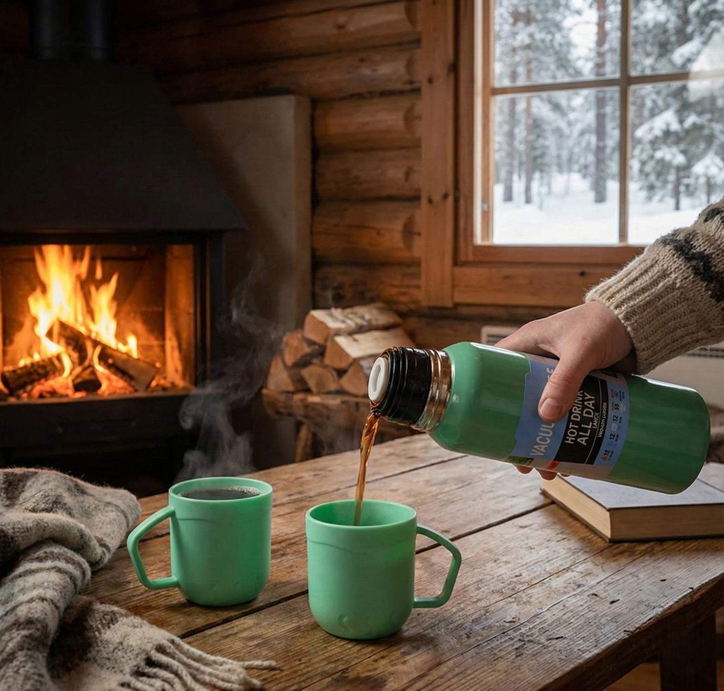 Green Vacuum Flask Set