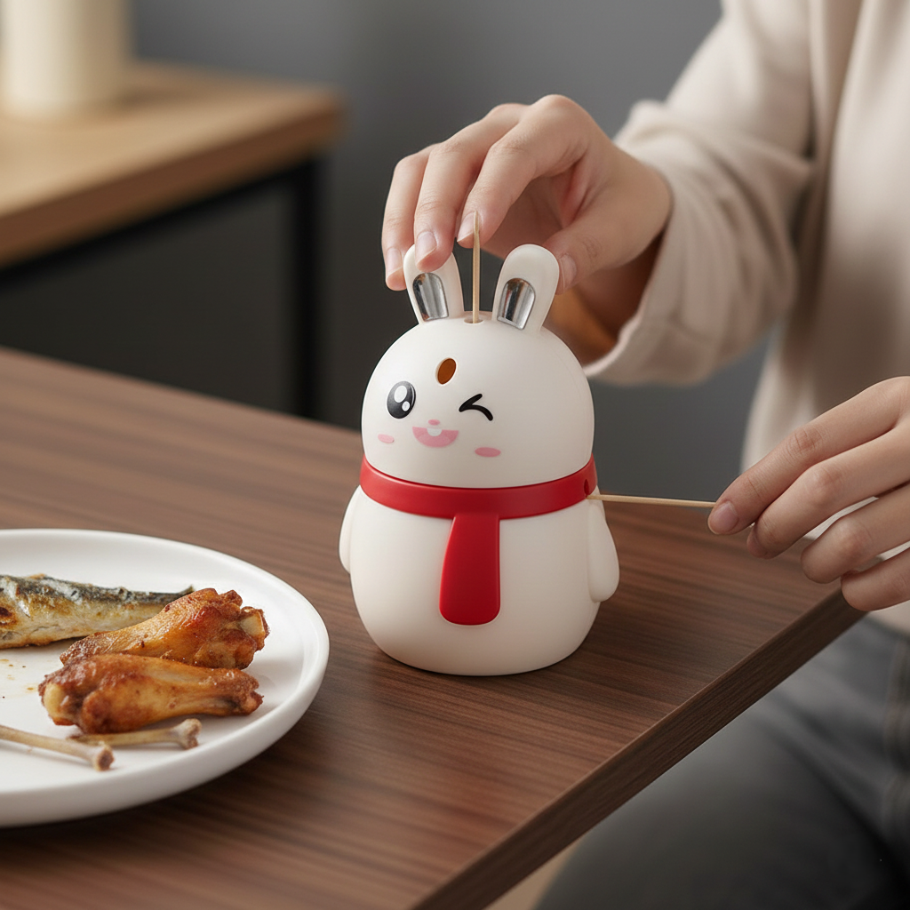 Rabbit Shape Toothpick Dispenser, Press-Style Automatic Holder