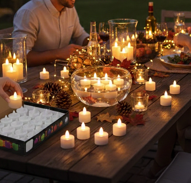 Flameless LED Tealights Smokeless Plastic Decorative Candles (Pack Of 24)