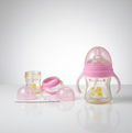 Plastic Baby Feeding Bottle with Handles, Cleaning Brush & Straw