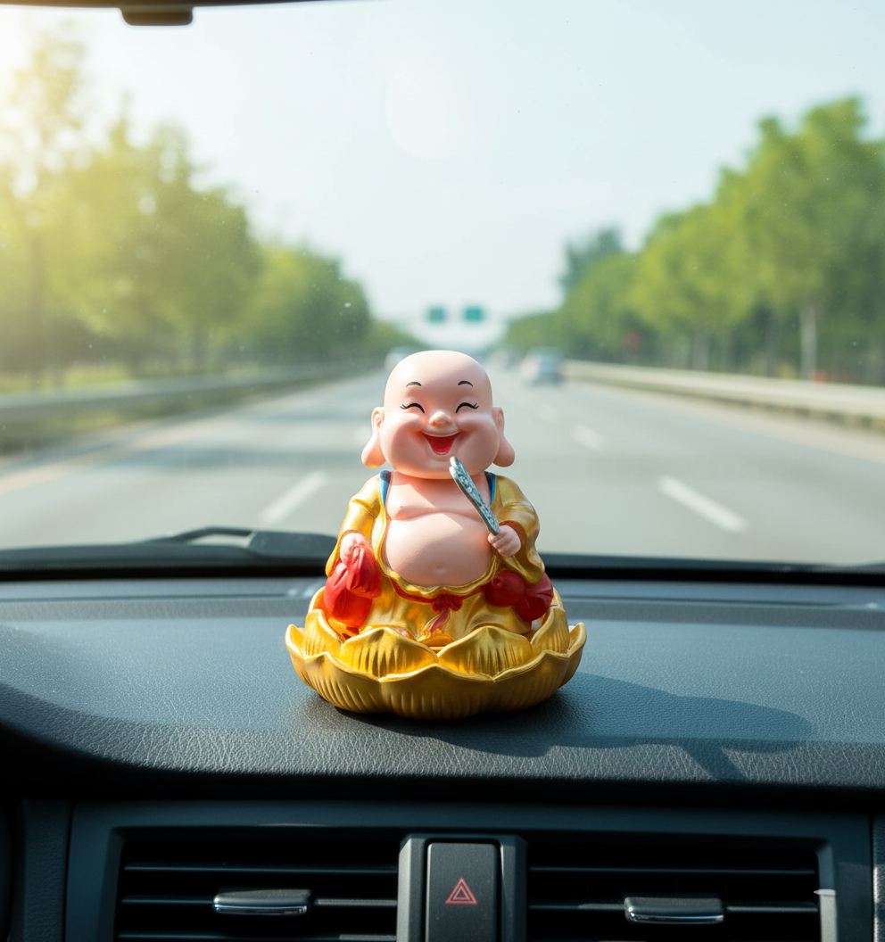 Solar Power Moving Buddha Car Ornament