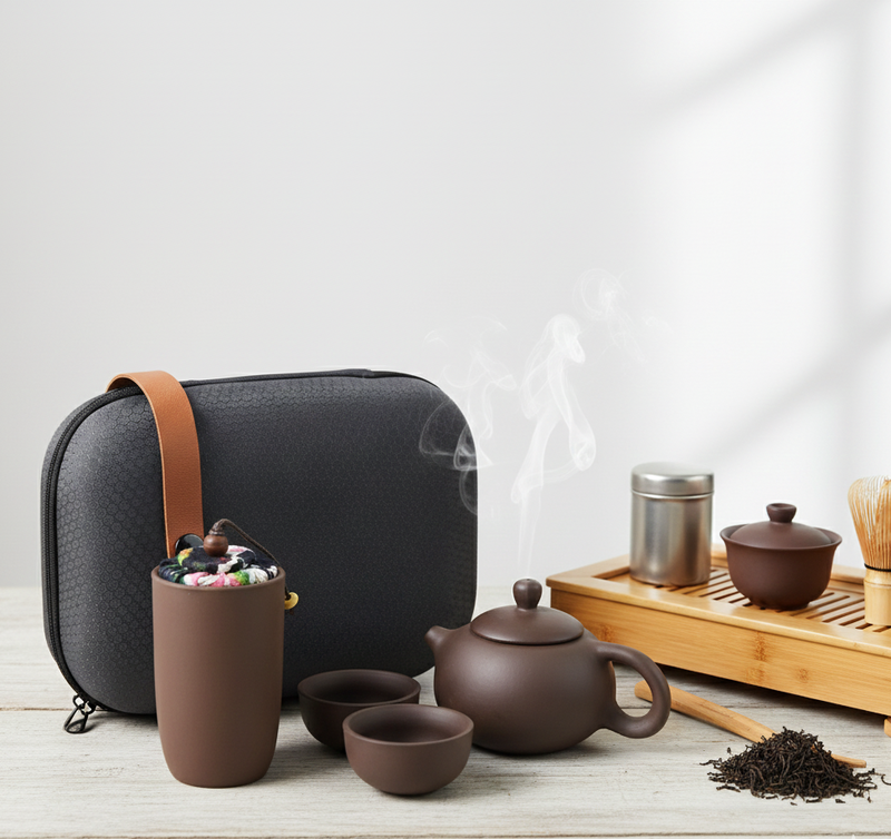 Portable Kung Fu Tea Set With A Portable Travel Bag (Set Of 6pcs)