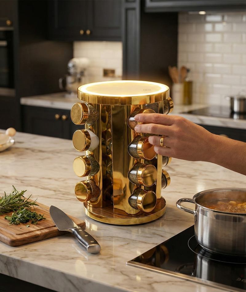 LED Rotating Spice Rack Organizer