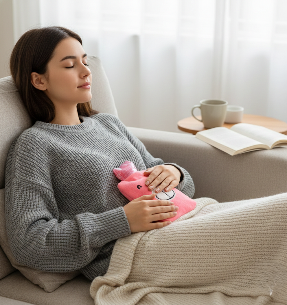 Small Pink Hot Water Bag with Soft Cover