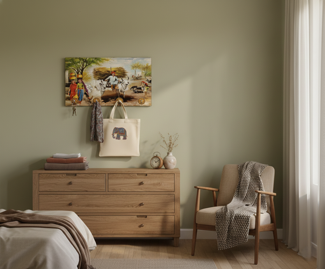 Decorative Wooden Landscape Art with Hooks Wukusy