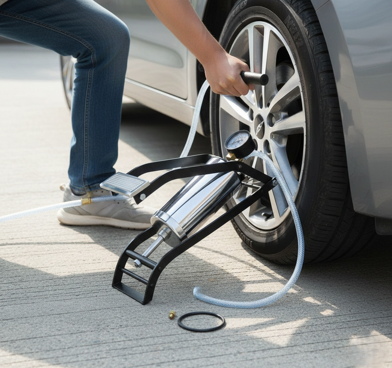 Heavy Steel Foot Pump for Car & Bike Tires