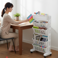 Movable Bookshelf Large Capacity Rotatable Plastic Rolling Organization Shelf  Rack