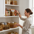 Premium Ribbed Transparent Storage Basket With Gold Handle, Multipurpose Kitchen & Home Organizer Box(25 x 14cm, 4pcs )
