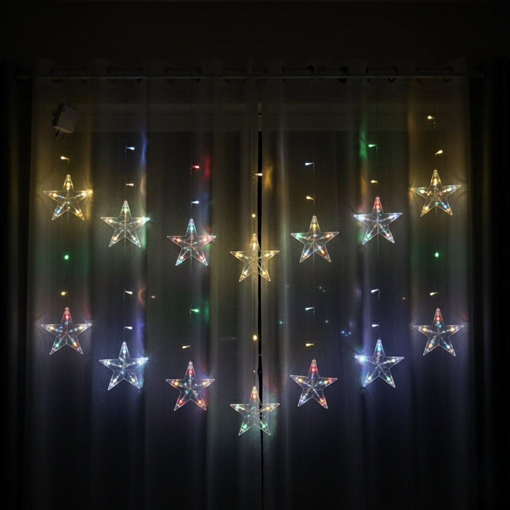 12 Stars LED Curtain String Lights Wukusy