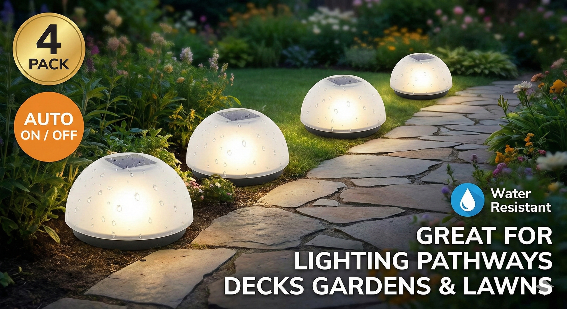 Dome Solar Garden Light Set (4 Pc) Wukusy