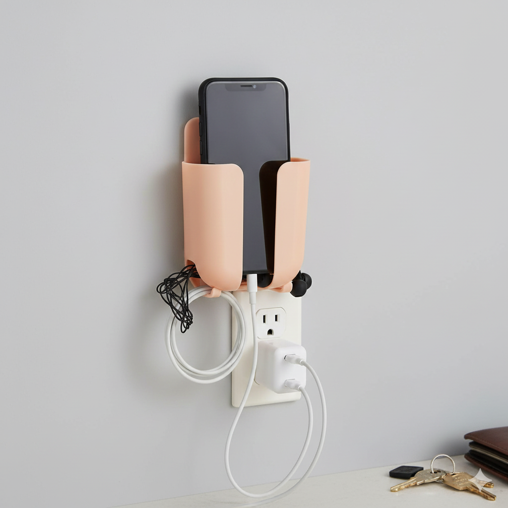 Wall-Mounted Phone Stand & Charger Organizer