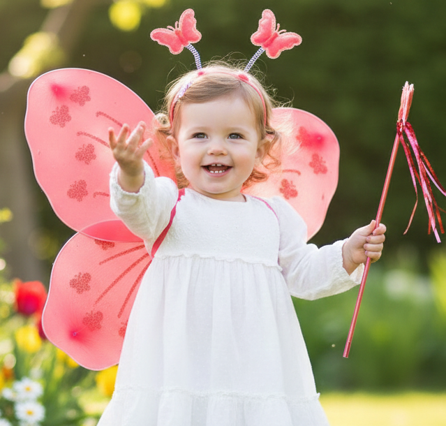 Baby Girls Fairy Butterfly Wings Costume with Wand & Hairband