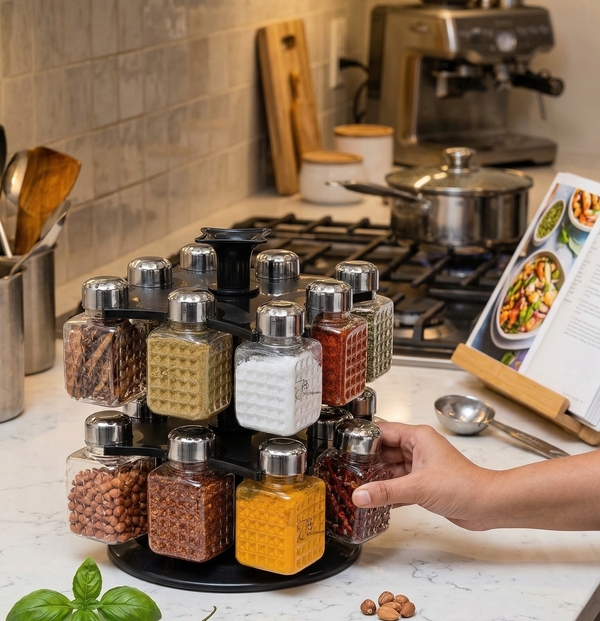 16 Jar Revolving Spice Rack Set Wukusy
