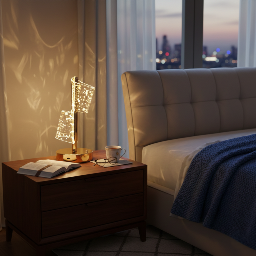 Luxury Golden Crystal LED Double Shade Table Lamp