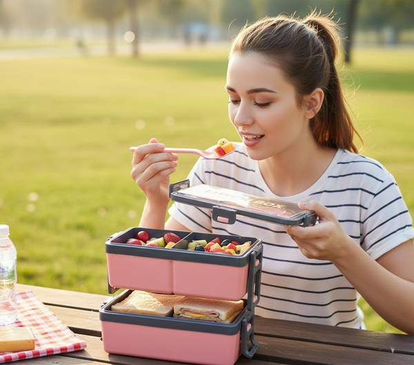 Plastic 3 Layer Lunch Box with 3 Compartments