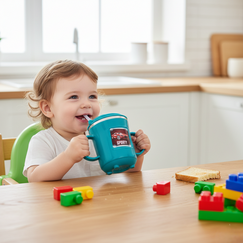 Kids Sporty Sipper Mug with Straw & Dual Handles
