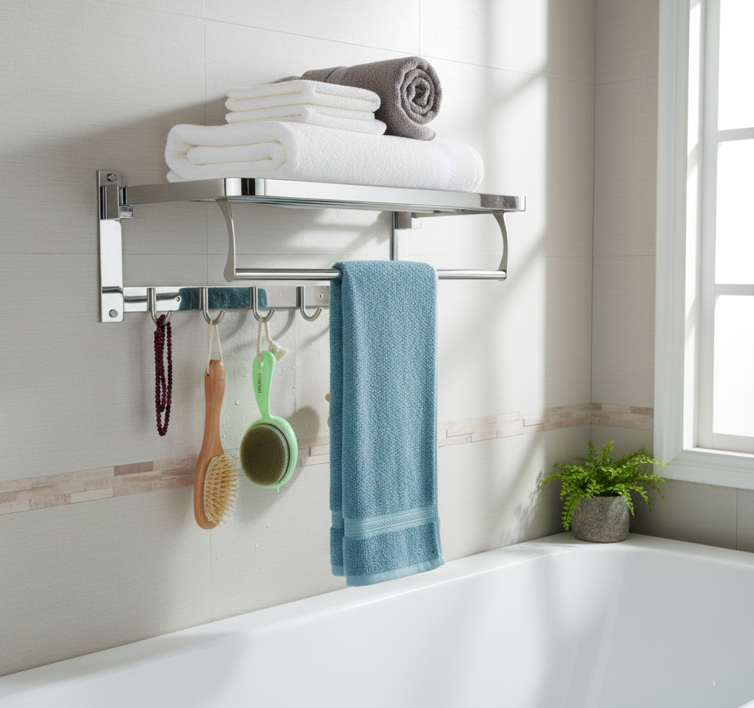 Stainless Steel Folding Towel Rack & Bar