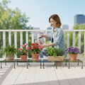 Metal Rectangle Flower Plant Stand For Balcony (6020 Cm,  2 Pc Set)