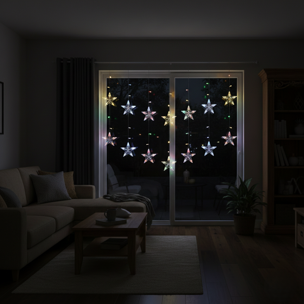 12 Stars LED Curtain String Lights Wukusy