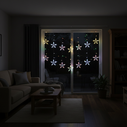 12 Stars LED Curtain String Lights Wukusy