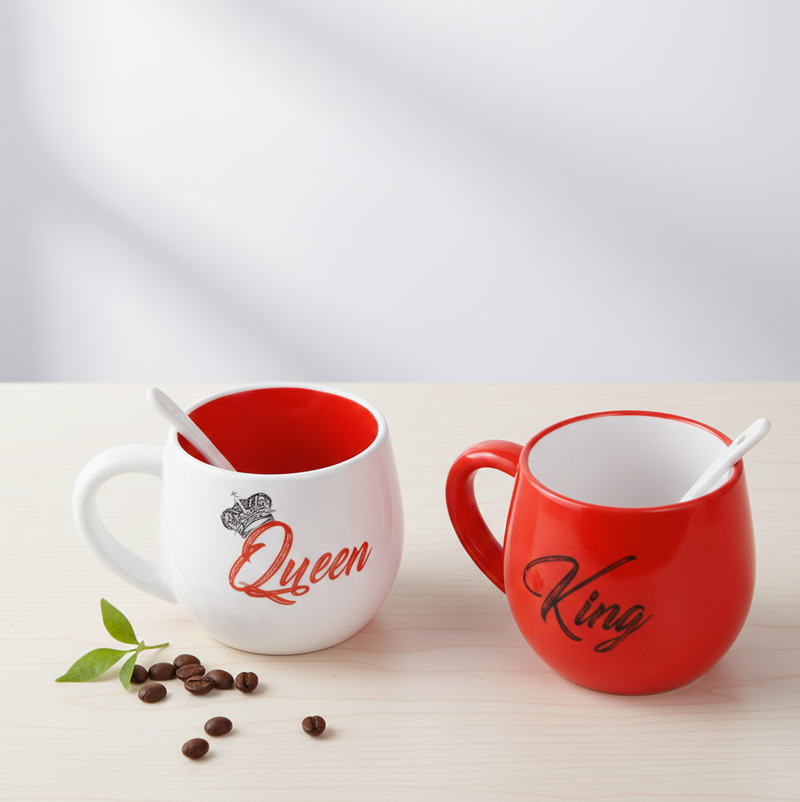 King & Queen Printed Matching Coffee Mugs