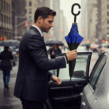 Windproof Upside Down Reverse Umbrella