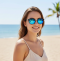 Sky-Blue UV Protected Round Sunglasses