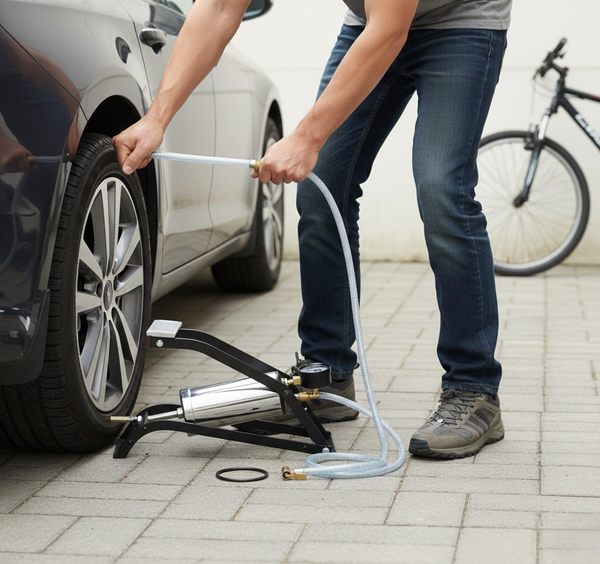 Heavy Steel Foot Pump for Car & Bike Tires