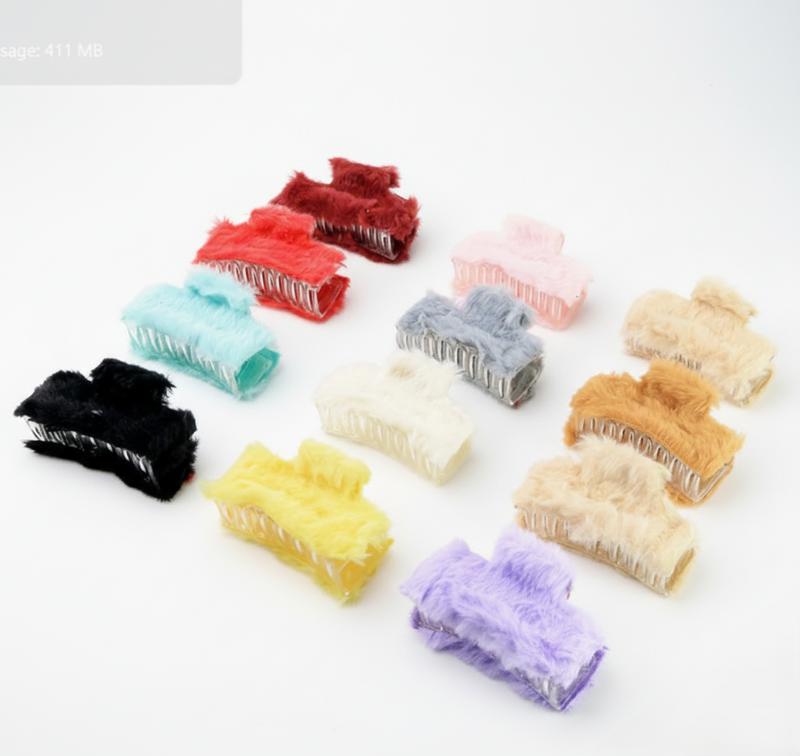 Soft Velvet Furry Hair Clutcher Clips