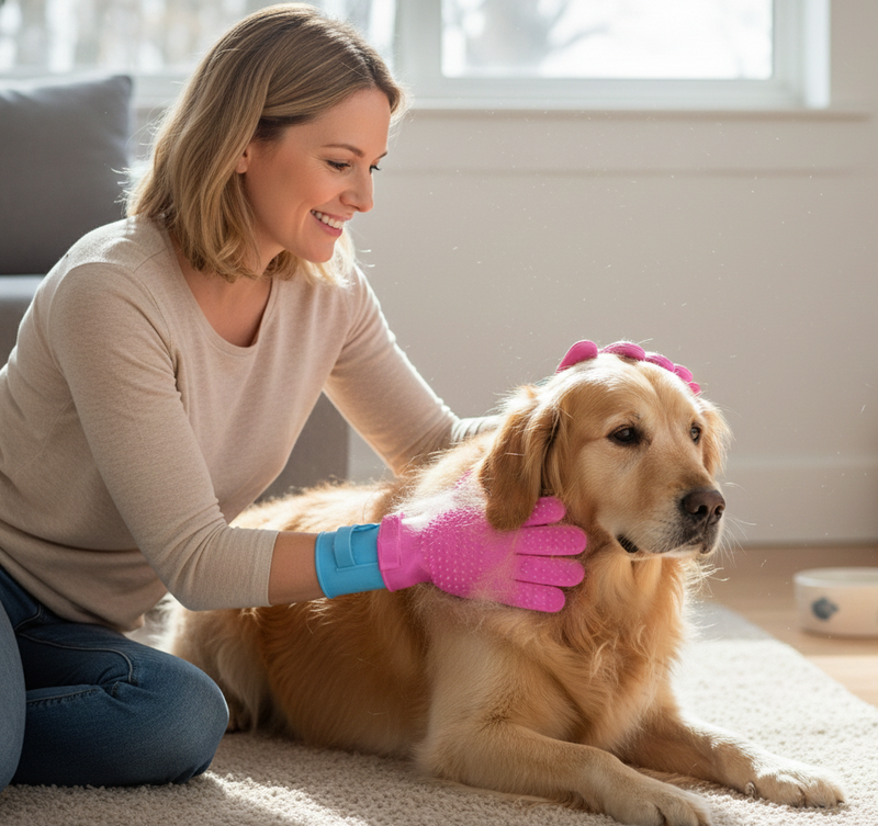 Rubber Pet Grooming Glove