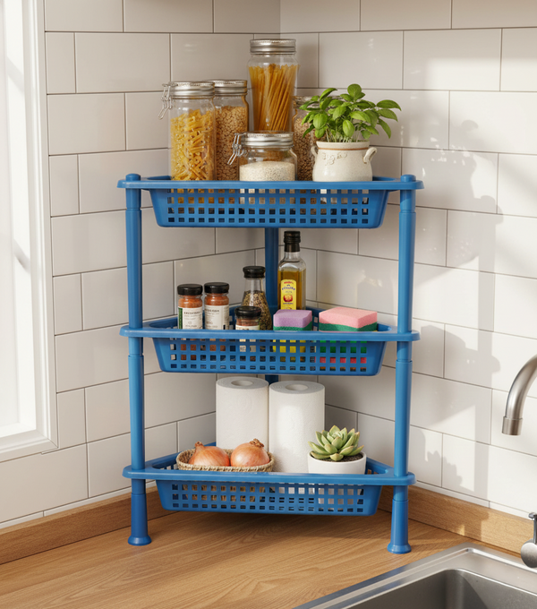 Triangle 3 Tier Plastic Storage Rack