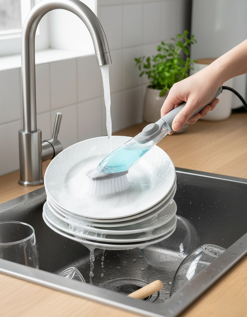 Automatic Liquid Soap Dispenser Dish Brush Wukusy