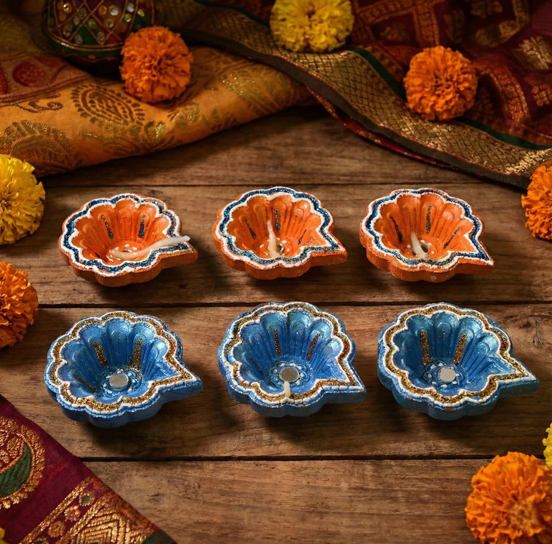 Handmade Clay Diyas(6 pc set)